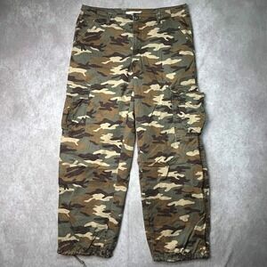Levis 94 Baggy Cargo Pants Women's 31 Camouflage High Rise Drawstring Hem Cotton